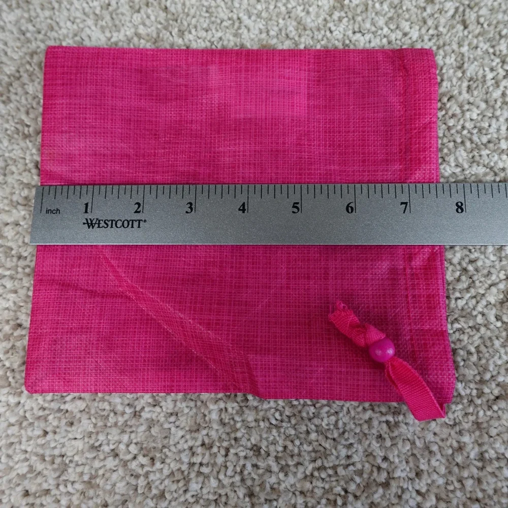 thirty-one Hot Pink Textured Drawstring Pouch Small Jewelry Gift Bag 6.5x7.75
